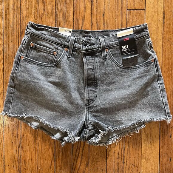 Levi's Pants - Levi’s 501 High Rise Original Denim Cut-Off Shorts Washed Black Size 30 NWT